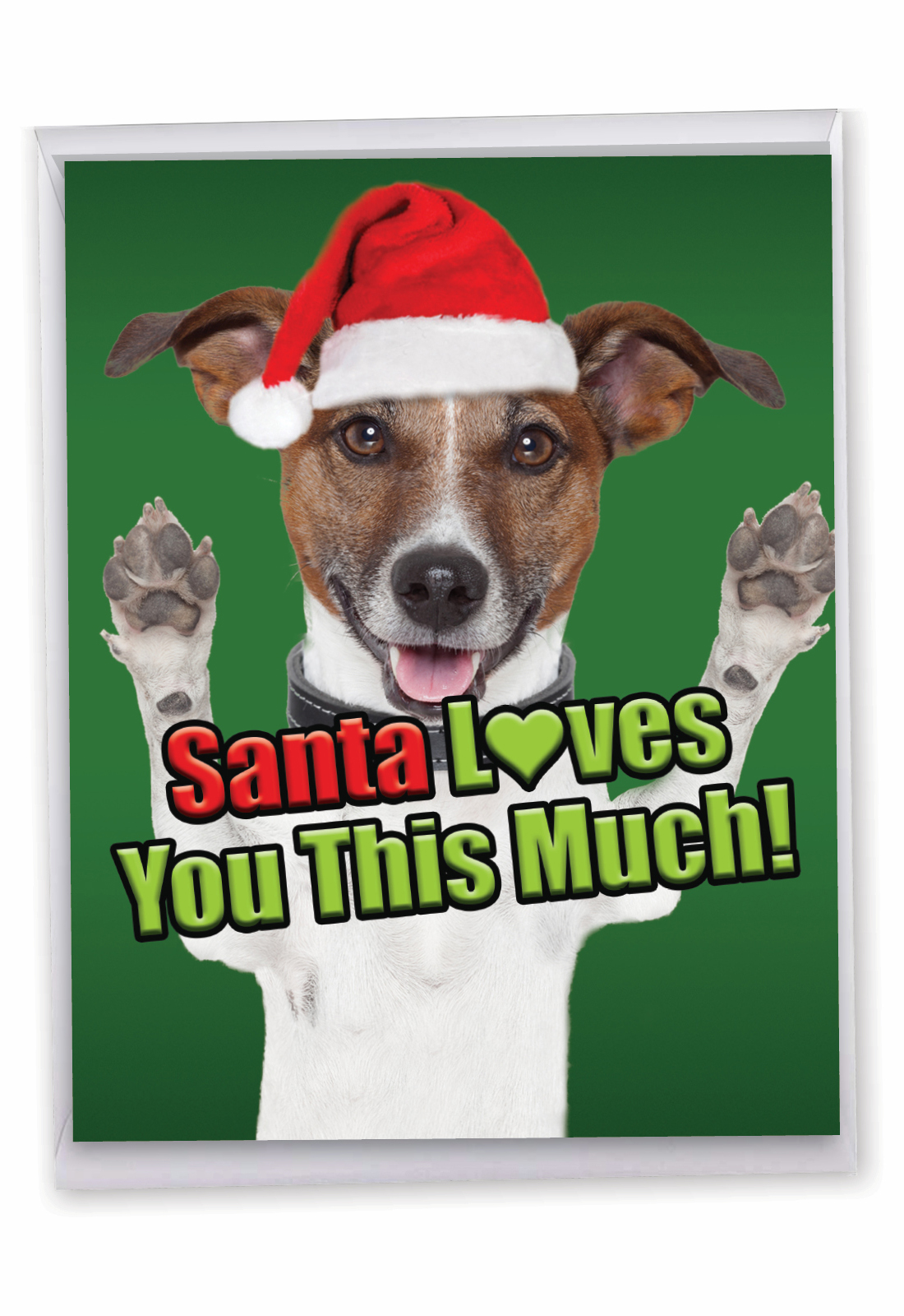 Santa Loves You This Much Dog Christmas Big Paper Card