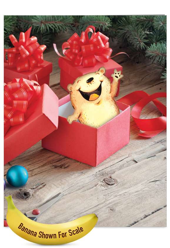 Stylish Christmas Jumbo Greeting Card by Scott Nelson from NobleWorksCards.com - Holiday Fuzzy Tummies