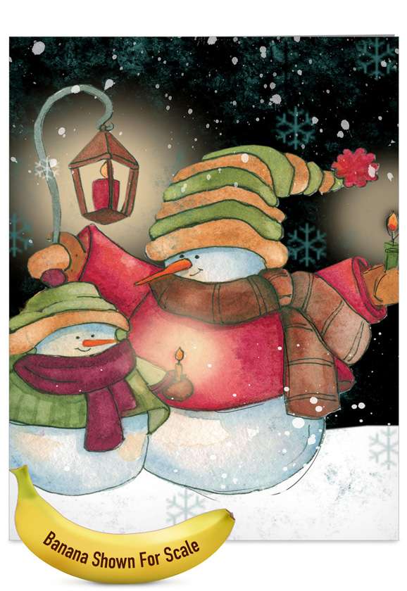 Stylish Seasons Greetings Jumbo Greeting Card by Carol Robinson from NobleWorksCards.com - Snow Pals