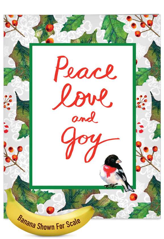 Creative Christmas Jumbo Paper Greeting Card by Debbie Tomassi from NobleWorksCards.com - Words & Birds
