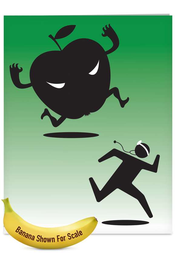 Hilarious Get Well Jumbo Paper Card by Thomas Fuchs from NobleWorksCards.com - Monster Apple