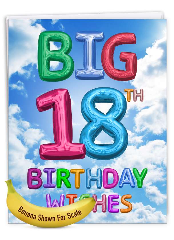 Artful Milestone Birthday Jumbo Greeting Card From NobleWorksCards.com - Inflated Messages - 18