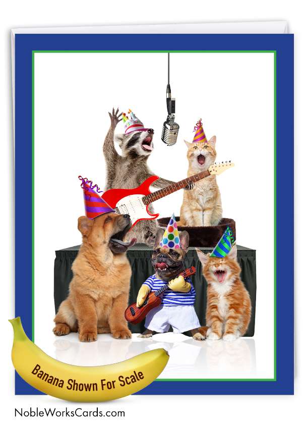 Artistic Birthday Jumbo Printed Greeting Card By From NobleWorksCards.com - Animal Bands - Gang
