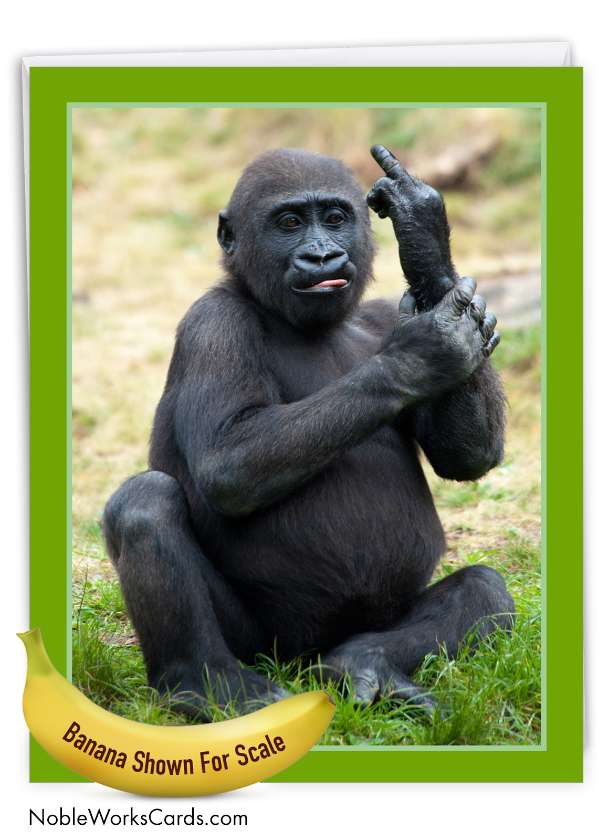Artful Birthday Jumbo Paper Card By From NobleWorksCards.com - Flipping Monkey - Gorilla