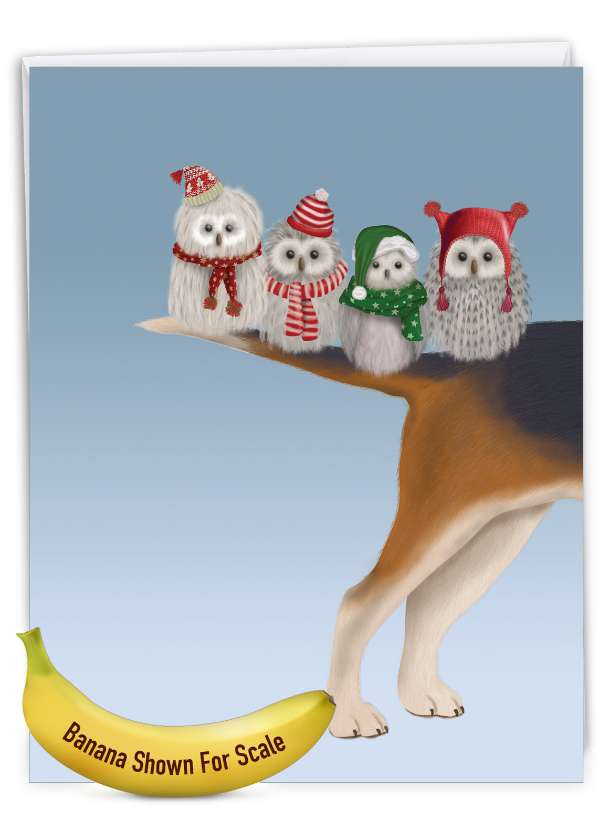 Beautiful Merry Christmas Jumbo Card By World Art Group From NobleWorksCards.com - Noel Animals-Owls