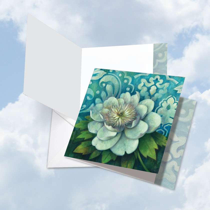 Stylish Thank You Jumbo Square Printed Card by Elaine Lane from NobleWorksCards.com - Blue Magnolia