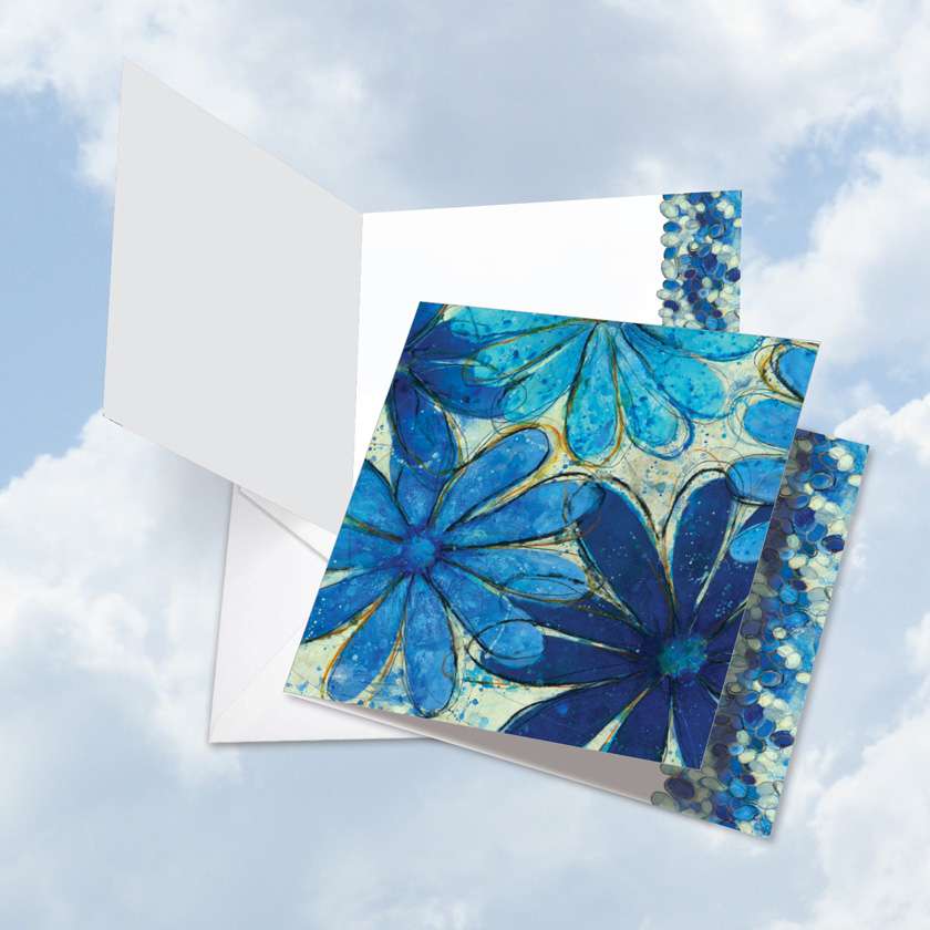 Creative Thank You Jumbo Square Paper Card by Raymond Clearwater from NobleWorksCards.com - Blue Blooms