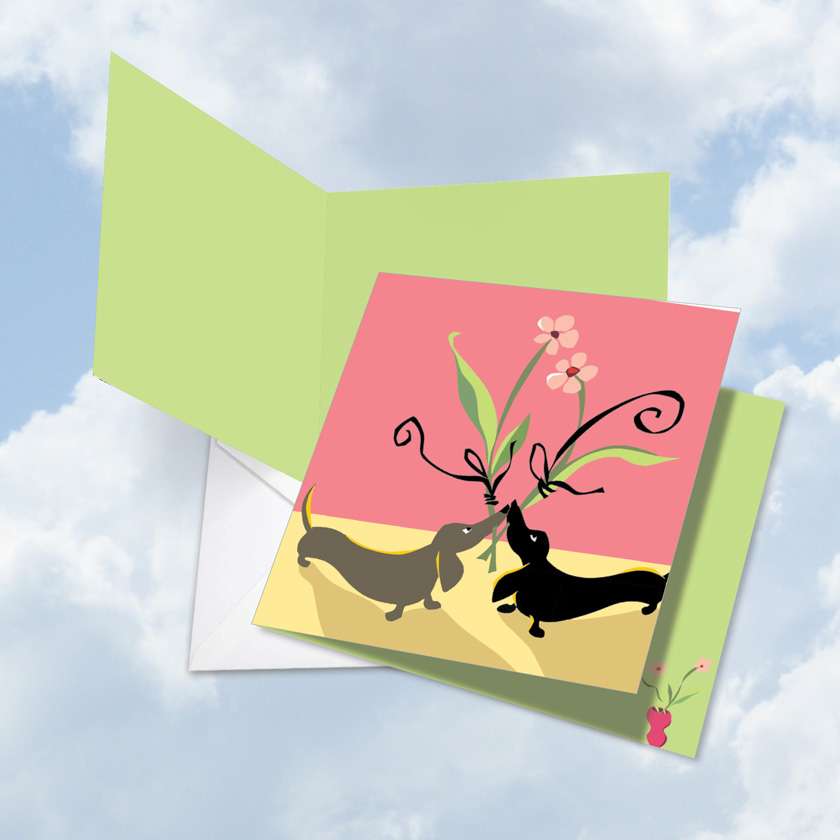 Creative Valentine's Day Jumbo Square Paper Greeting Card by Linda Fountain from NobleWorksCards.com - Dachshund Love