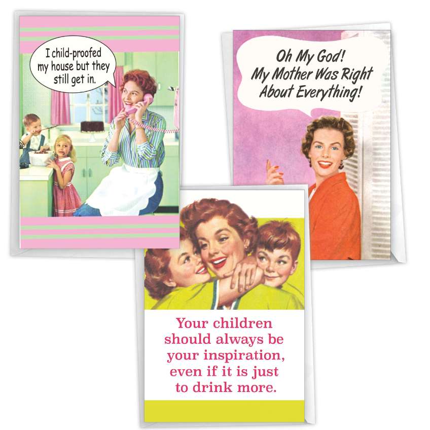 Humorous Mother's Day Paper Card By Ephemera From NobleWorksCards.com - Retro Mama