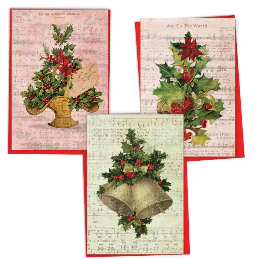Creative Merry Christmas Paper Greeting Card From NobleWorksCards.com - Holly Notes