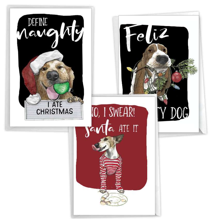 Creative Merry Christmas Printed Card By Christine Anderson From NobleWorksCards.com - Naughty Dog Antics