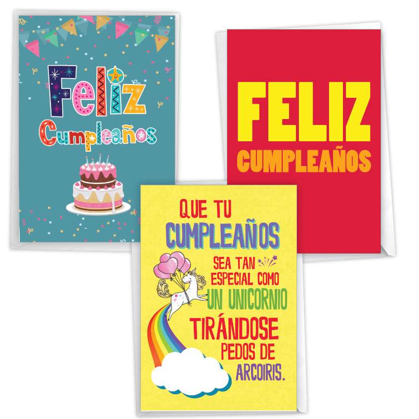 Artful Birthday Paper Greeting Card From NobleWorksCards.com - Muchas Cumpleanos